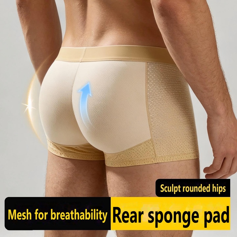 Trunk Breathable Men - 남성용 패드형 복서 속옷, 섹시한 힙업