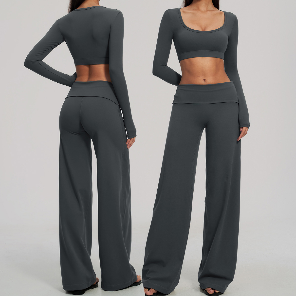 스포츠 세트 2피스 여성용 긴소매 백리스 피트니스 탑  - Compression Long Pant 리뷰 및 가격