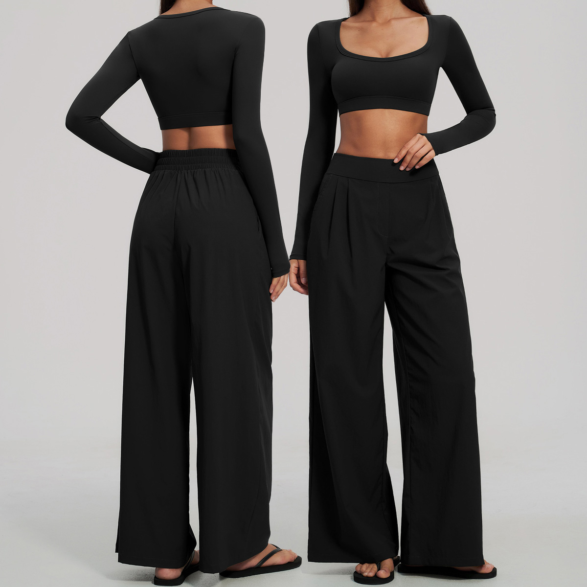 스포츠 세트 2피스 여성용 긴소매 백리스 피트니스 탑  - Compression Long Pant 리뷰 및 가격